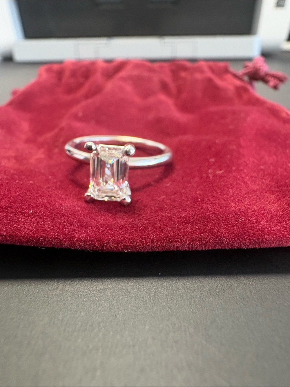 Emerald-Cut Solitaire Laboratory Diamond Ring In 14k White Gold. Clarity Si1-Si2